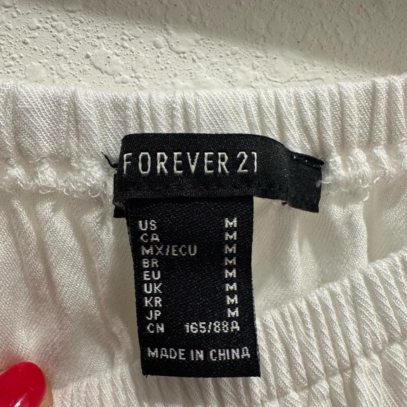 Forever 21 Off The Shoulder White Mini Dress,‎ Size Medium - Picture 4 of 6